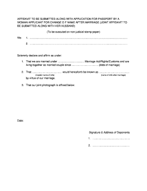 Affidavit for Name Change After Marriage