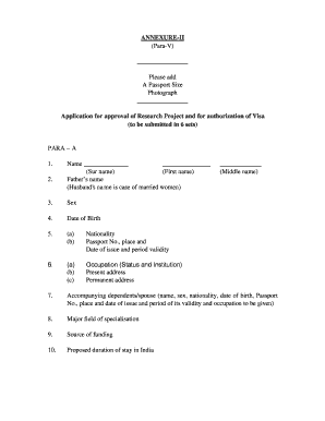 Research Project Approval and Visa Authorization Application