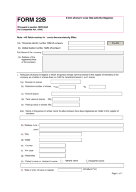 Form 22B Beneficial Interest Disclosure
