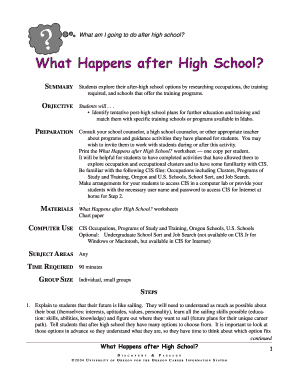 What Happens after High School Worksheet