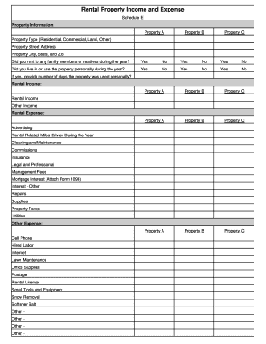 Rental Property Income and Expense Schedule E