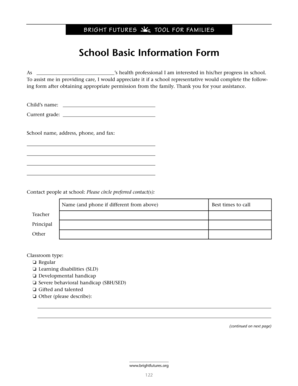 School Basic Information Form