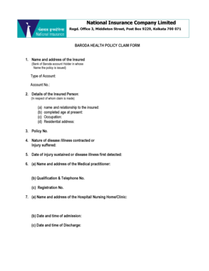 Baroda Health Policy Claim Form