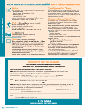 Schoolcraft College Kids on Campus Registration Form