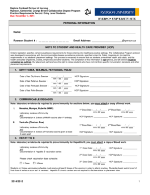 Practice Requirements Record for Nursing Students