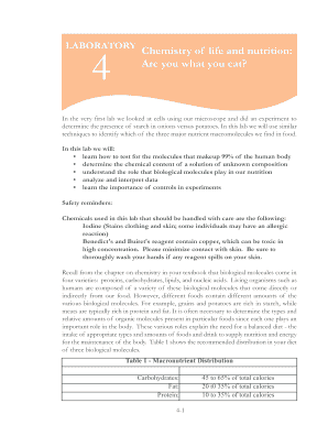 Laboratory Chemistry of Life and Nutrition