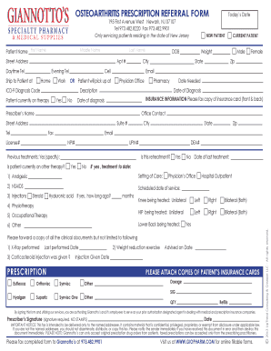 Osteoarthritis Prescription Referral Form