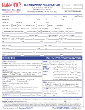 RA & Inflammation Prescription Form