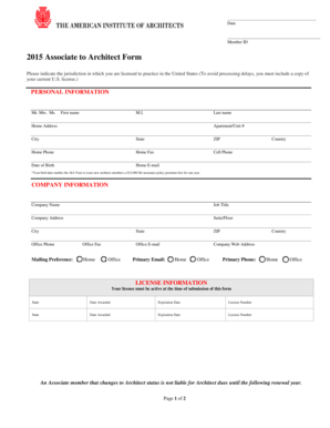 2015 Associate to Architect Form