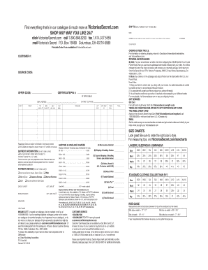 Victoria's Secret Printable Order Form