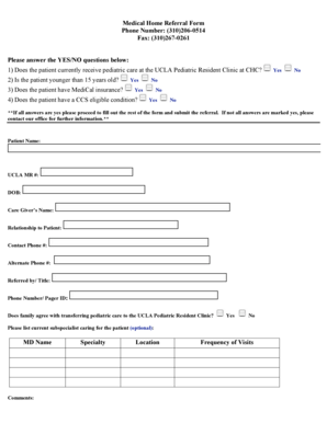 Medical Home Referral Form