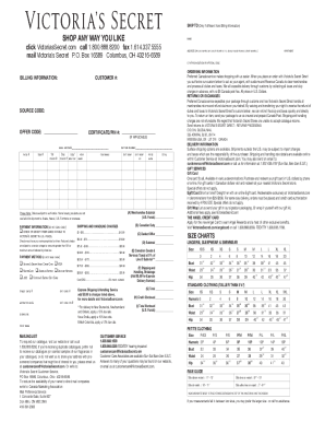 Victoria's Secret Order Form