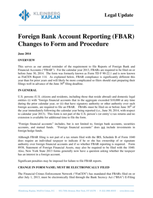 2014 june calendar - (FBAR) Changes to Form and Procedure - Kleinberg, Kaplan, Wolff ...