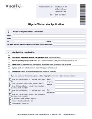 Nigeria Visitor Visa Application Form