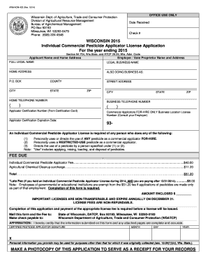 Wisconsin Individual Commercial Pesticide Applicator License Application