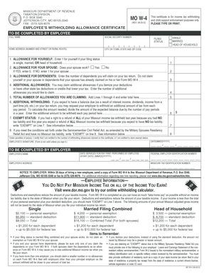 Missouri Employee Withholding Allowance Certificate