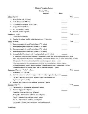 Elliptical Templates Project Grading Rubric - home cvc