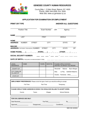 Genesee County Employment Application Form