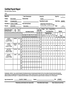 Weekly payroll sample - Ohio School Facilities Commission Certified Payroll Report