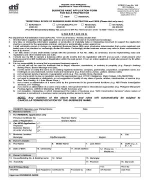 dti registration form