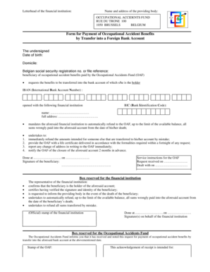 Occupational Accident Benefits Payment Form