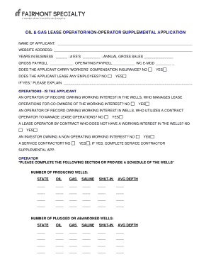 Oil & Gas Lease Operator/Non-Operator Supplemental Application