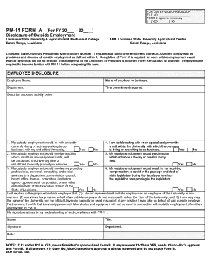 Louisiana State University Outside Employment Disclosure Form