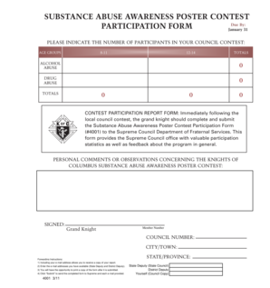 Substance Abuse Awareness Poster Contest Participation Form