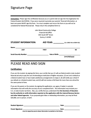 FAFSA Signature Certification