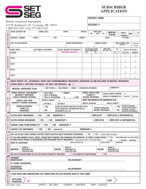 Michigan Subscriber Application for Group Insurance