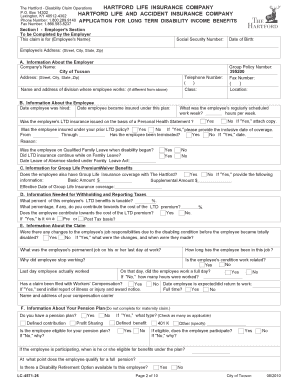Hartford Long Term Disability Income Benefits Application