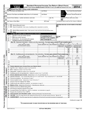 Arizona Form 140A Resident Personal Income Tax Return
