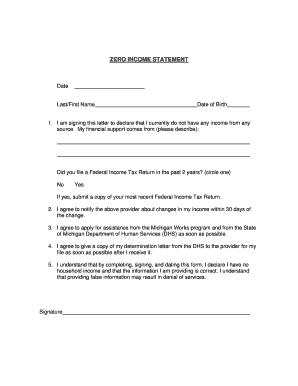 Zero Income Statement