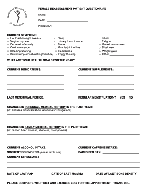 Female Reassessment Patient Questionnaire