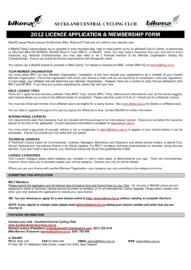 2012 BikeNZ Licence Application & Membership Form