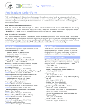 WIN Publications Order Form