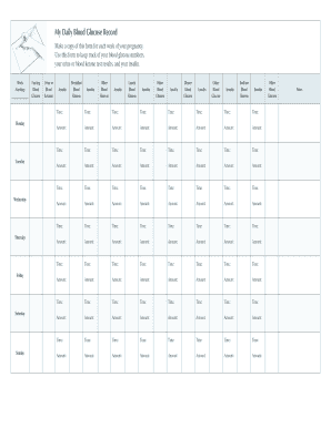 Pregnancy Blood Glucose Record Form