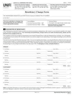 Beneficiary Change Form