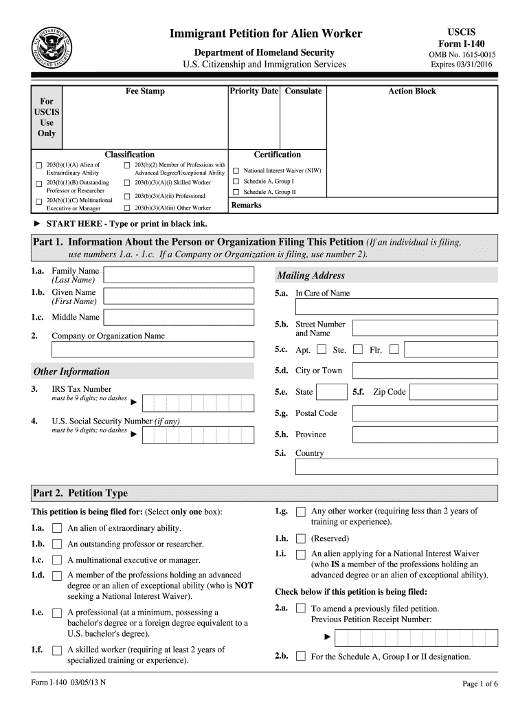 Fillable Online legalforms USCIS Form I-140 Immigrant Petition for ...