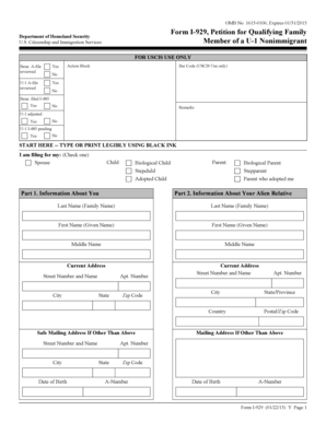 Form I-929 Petition for Qualifying Family Member