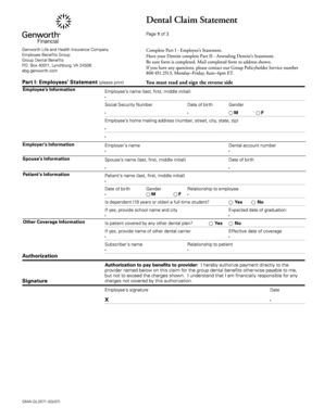 Dental Claim Statement