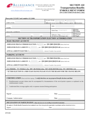 Section 132 Transportation Election Authorization Form