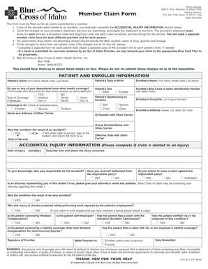 Blue Cross of Idaho Member Claim Form