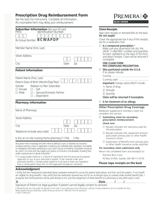 Prescription Drug Reimbursement Form