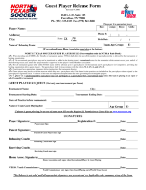 Guest Player Release Form