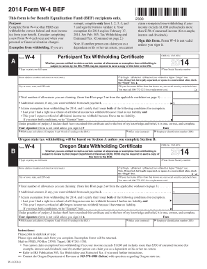 2014 Form W-4 Participant Tax Withholding Certificate