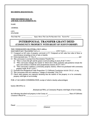 California Interspousal Transfer Grant Deed
