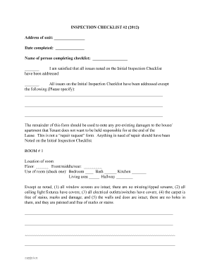 Inspection Checklist Form