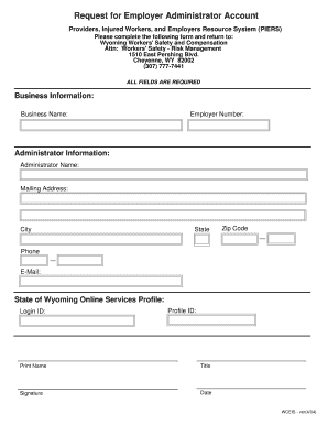 Wyoming Employer Administrator Account Registration
