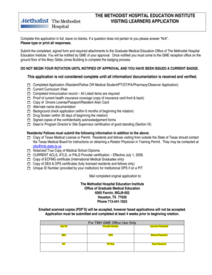 The Methodist Hospital Visiting Learners Application